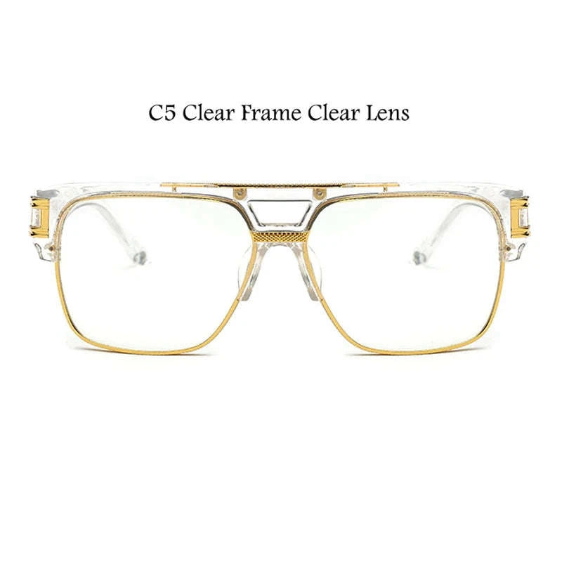Luxury Oversize Square Glasses Frame with Clear Anti‑Blue Light Lenses-C5 Clear Frame Clear