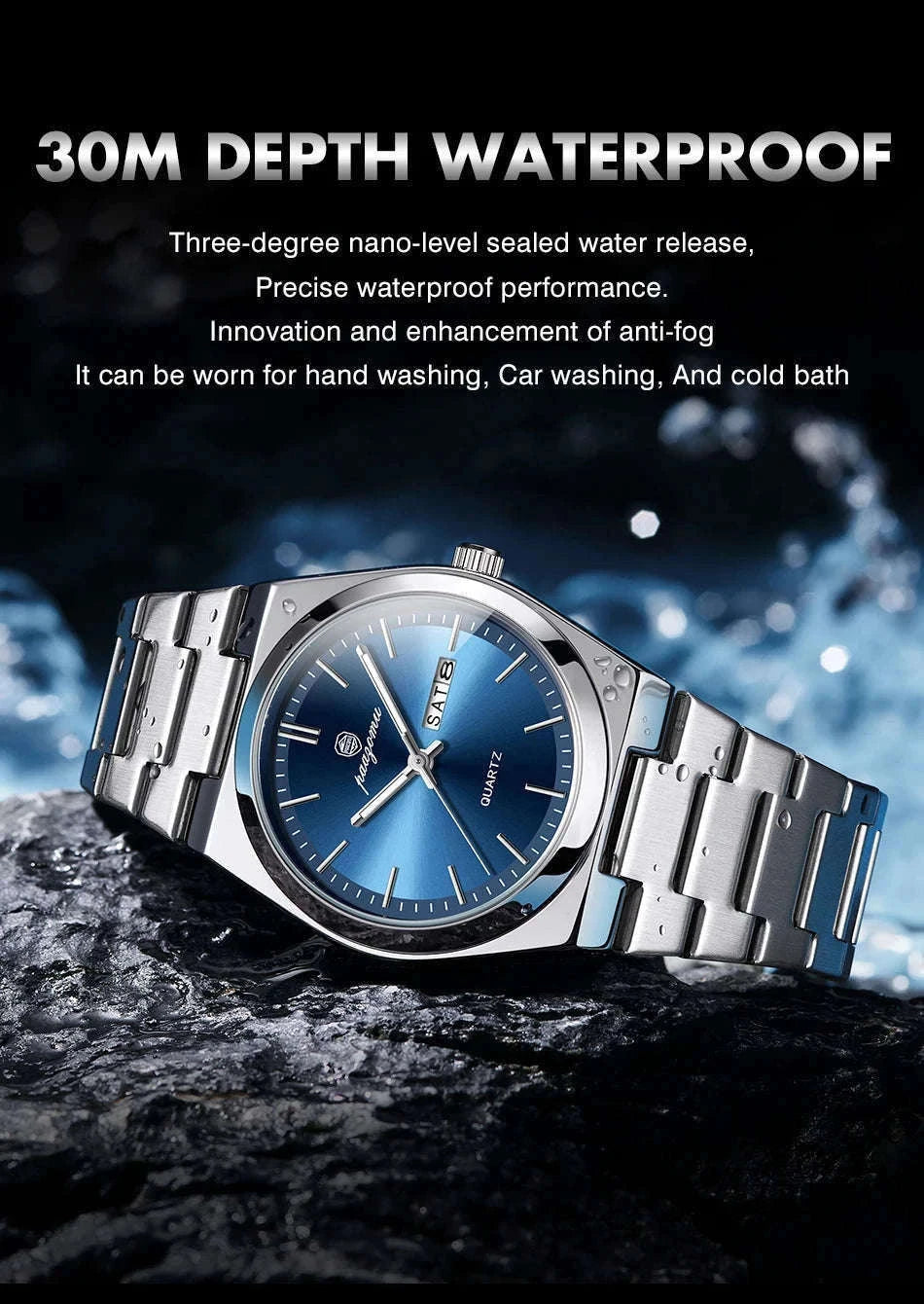 Luxury Sport Quartz Watch for Men with Luminous Dial-Gold Gold