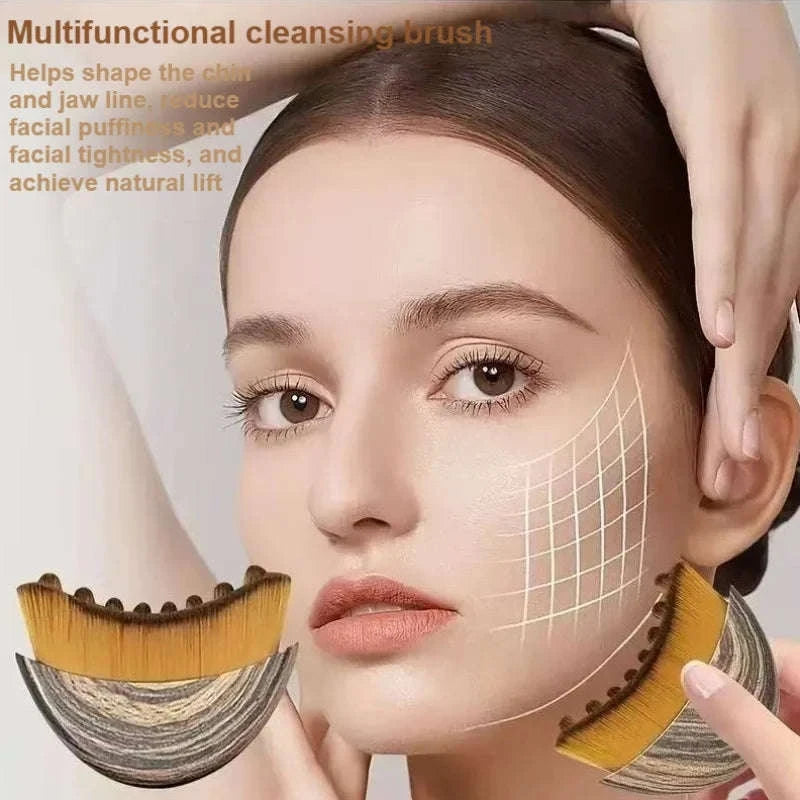 Lymphatic Facial Brush for Gua Sha Eye, Neck & Deep Clean-Dark Khaki / United States