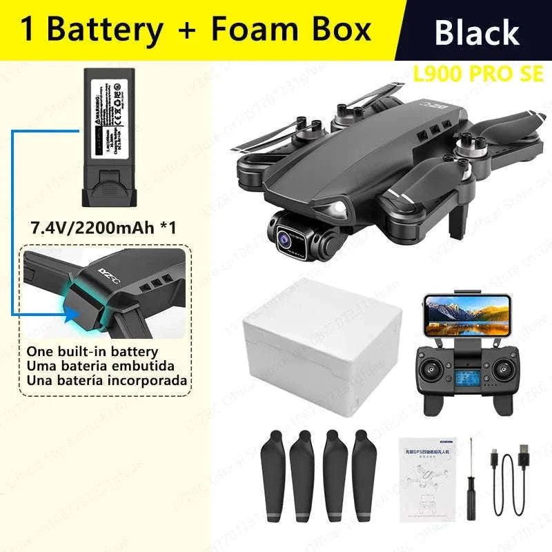 LYZRC L900 PRO SE GPS 4K Brushless Foldable Drone-SE Black 2 BATT FB