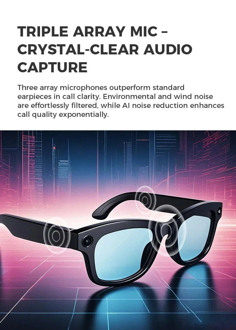 M01 Smart Glasses with Camera and AI Translation-WHITE