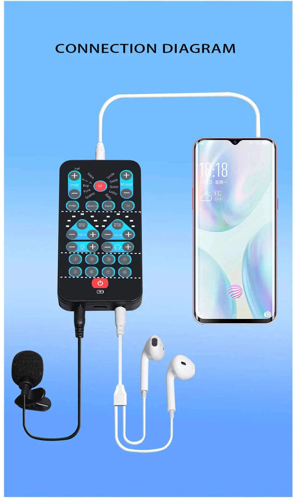 M10 Voice Changer Device with Karaoke and Multi-Voice Effects-M10