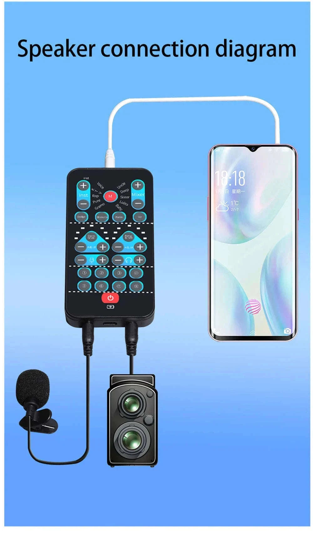 M10 Voice Changer Device with Karaoke and Multi-Voice Effects-M10