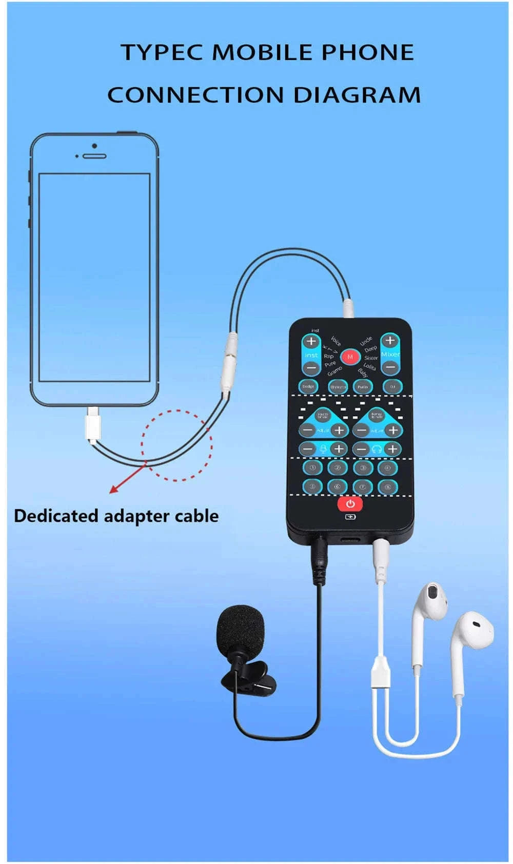 M10 Voice Changer Device with Karaoke and Multi-Voice Effects-M10