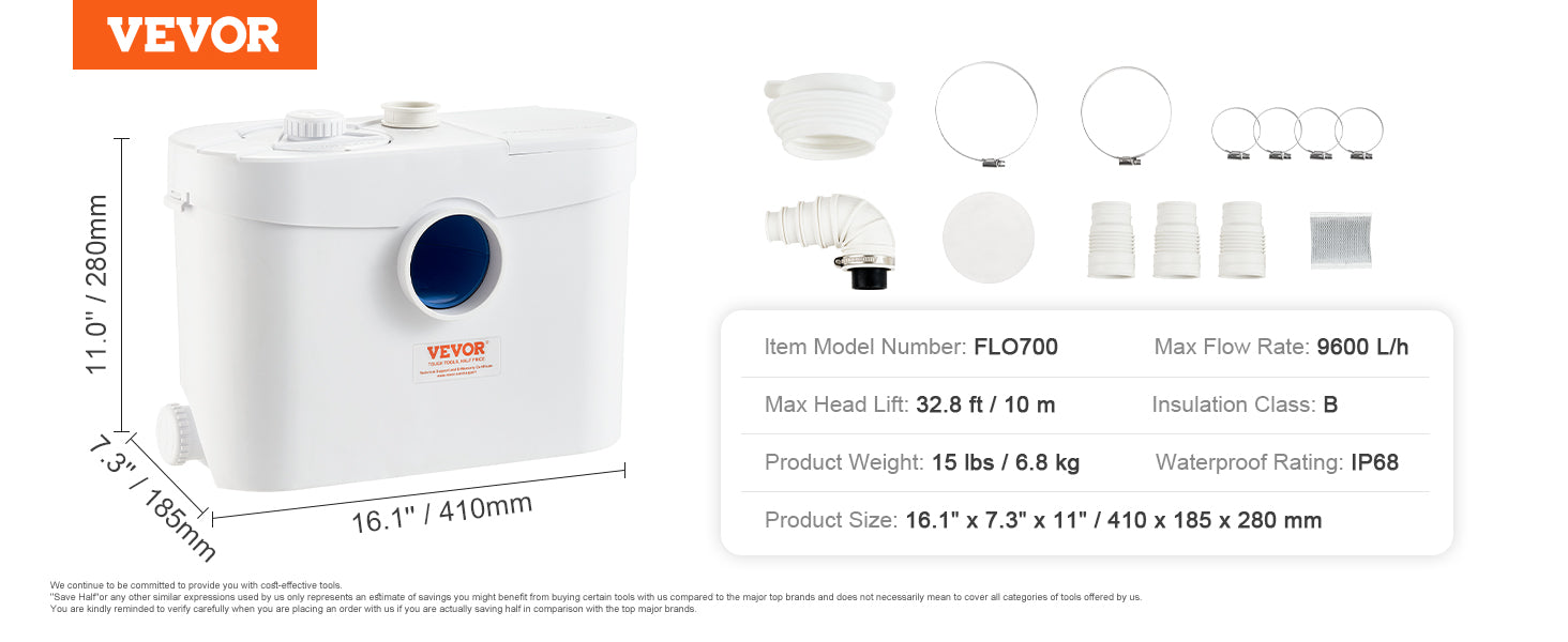 Macerator Sewerage Sump Pump with 3 Water Inlets and Check Valve