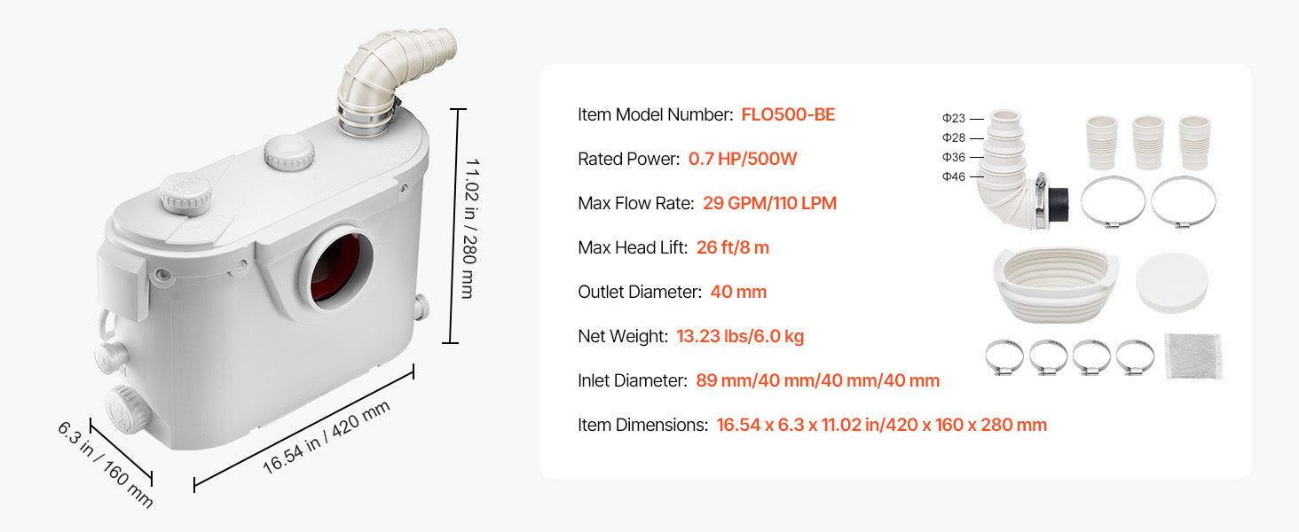 Macerator Pump Upflush Wastewater System for Toilet & Basement