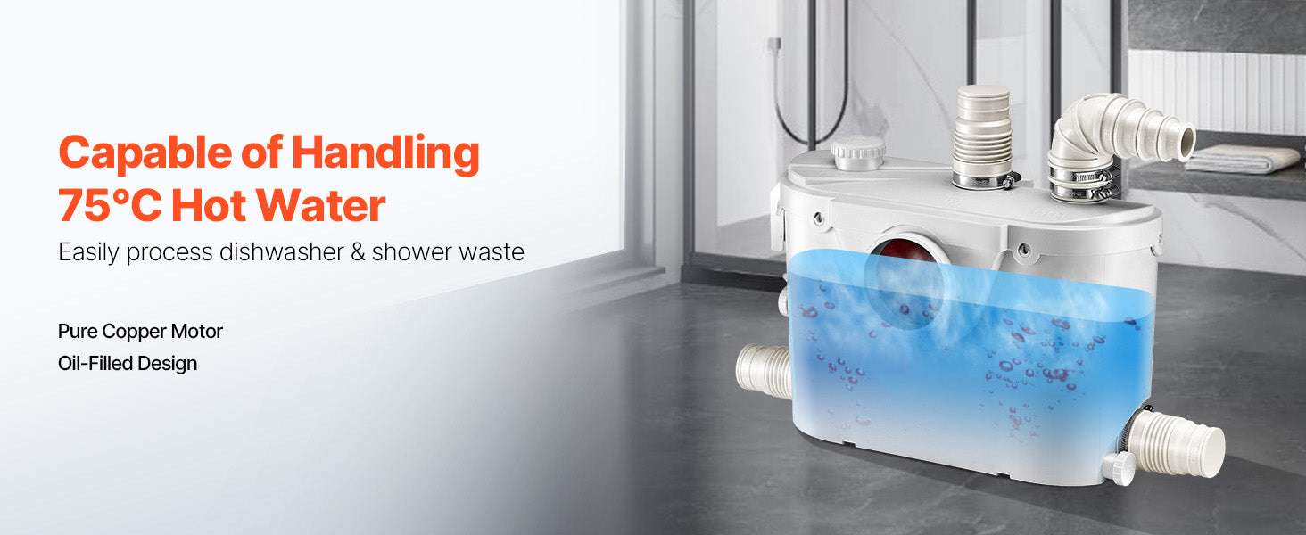 Macerator Pump Upflush Wastewater System for Toilet & Basement-500W 4 Water Inlets / EU / GERMANY