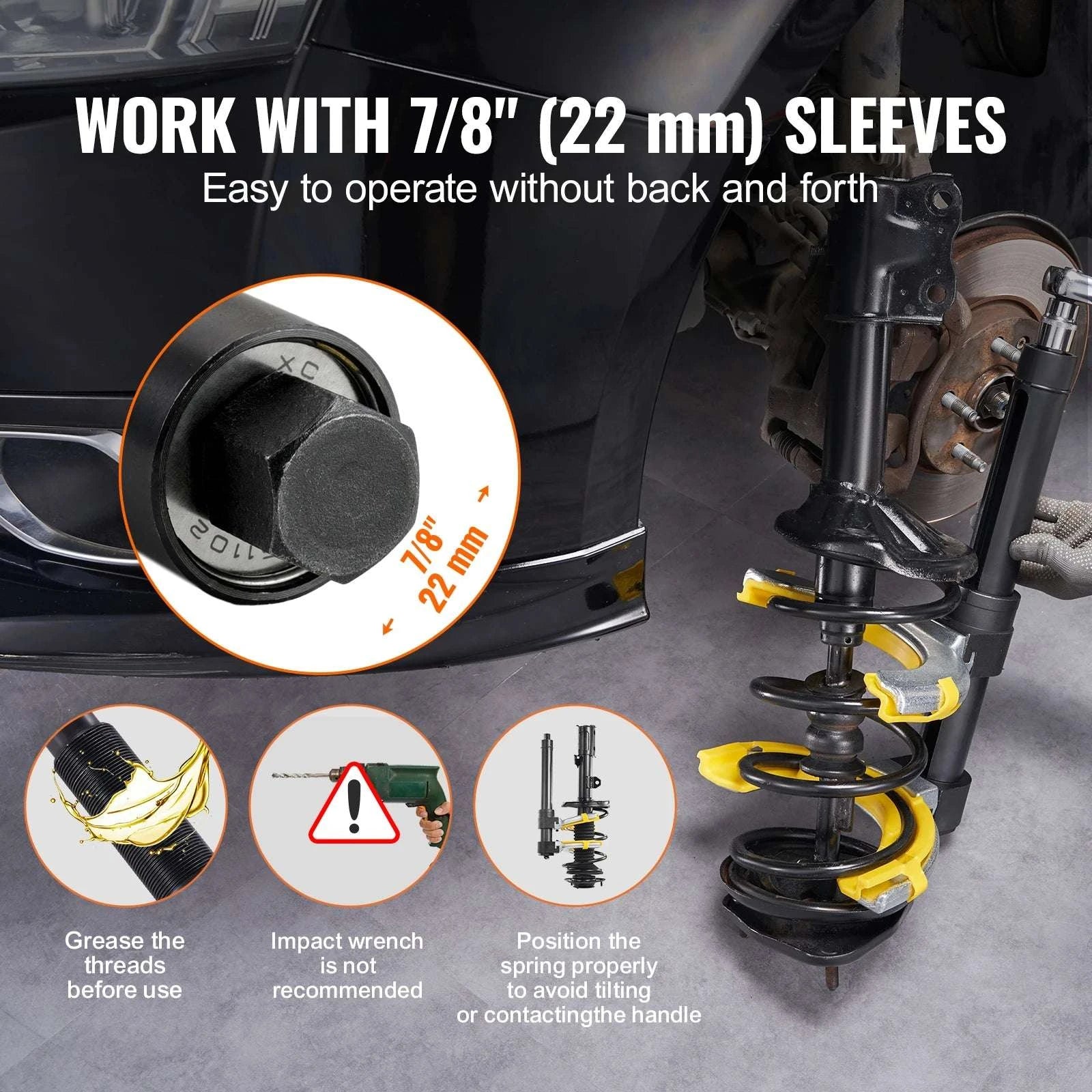 MacPherson Strut Spring Compressor Kit with 3 Interchangeable Yokes-United States