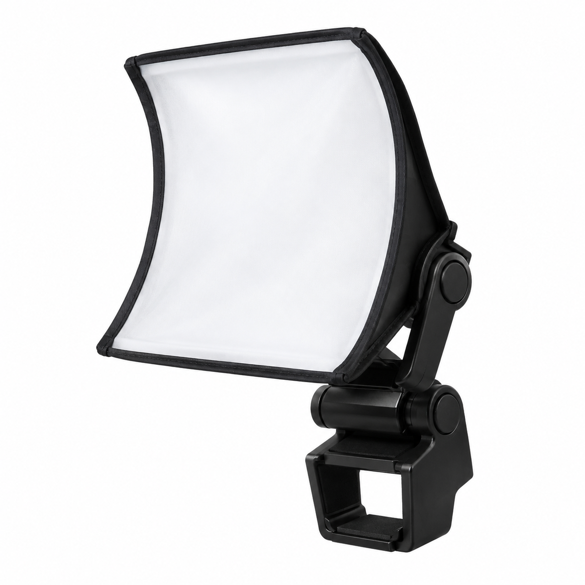 Black macro flash diffuser accessory on white background