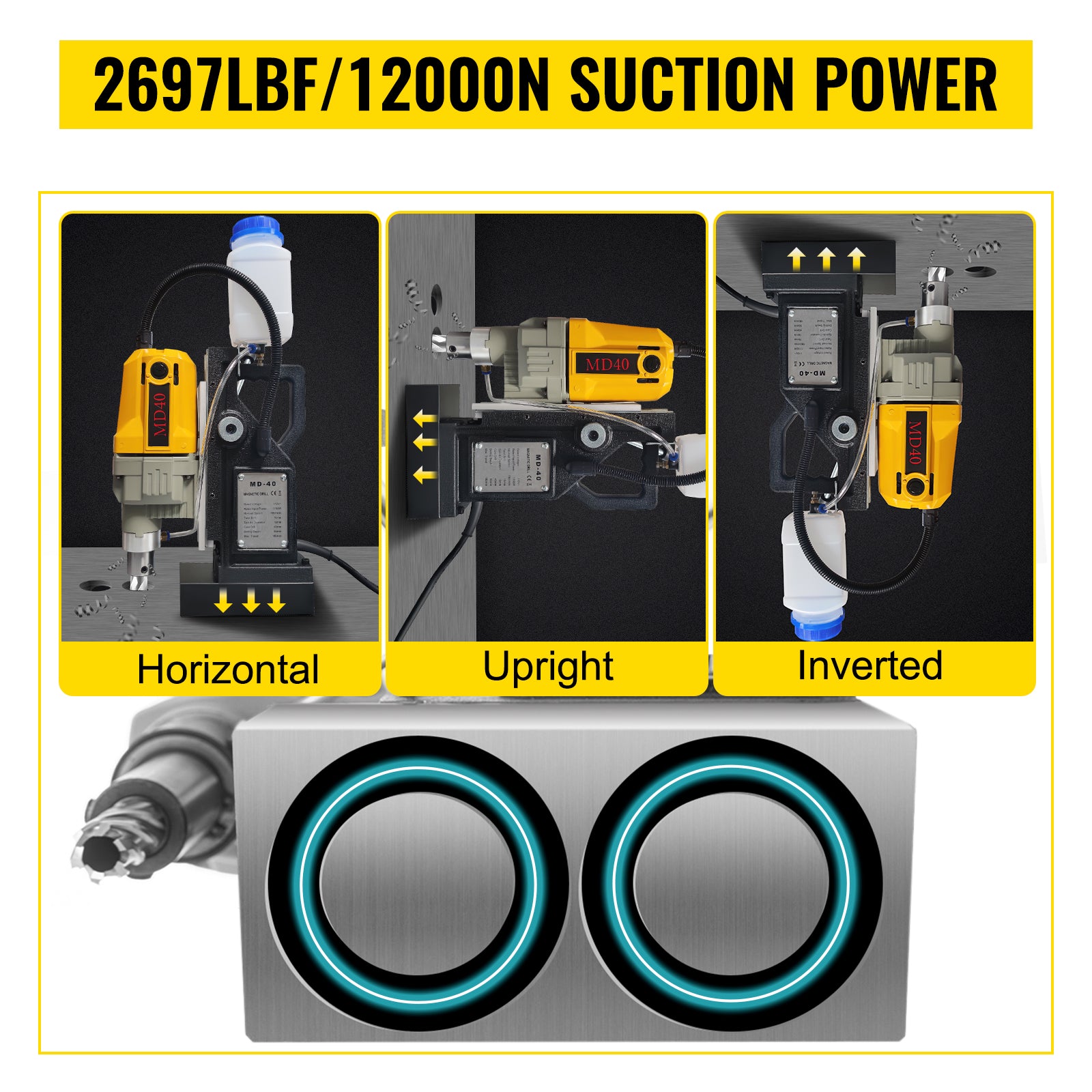 Magnetická vrtačka 1100W s podstavcem 12000N a kapacitou 40 mm