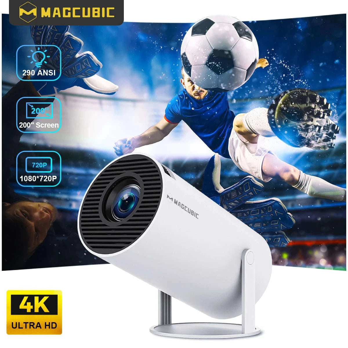 MAGCUBIC HY300 PRO 8K Android Projector-HY300 Pro-White / AU Plug