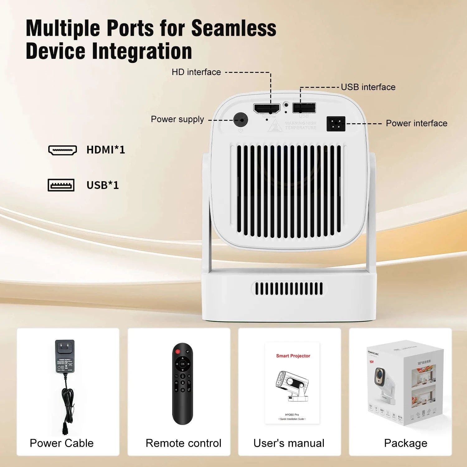 Magcubic HY310 Auto Focus Projector 1080P with 4K Support-HY310 White / EU Plug / Poland