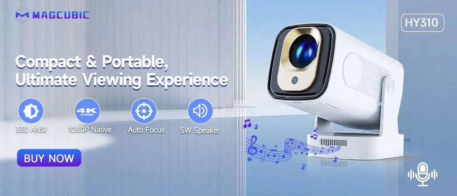 Magcubic HY350 Pro 580ANSI Auto Focus 4K Android Projector-HY350-Black-Upgrated / UK Plug
