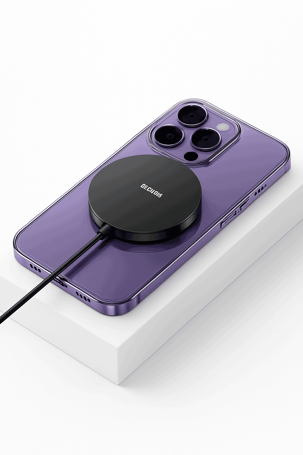 Magnetic 15W Wireless Charger Pad for iPhone 12–15 Series-Gen 3 Black