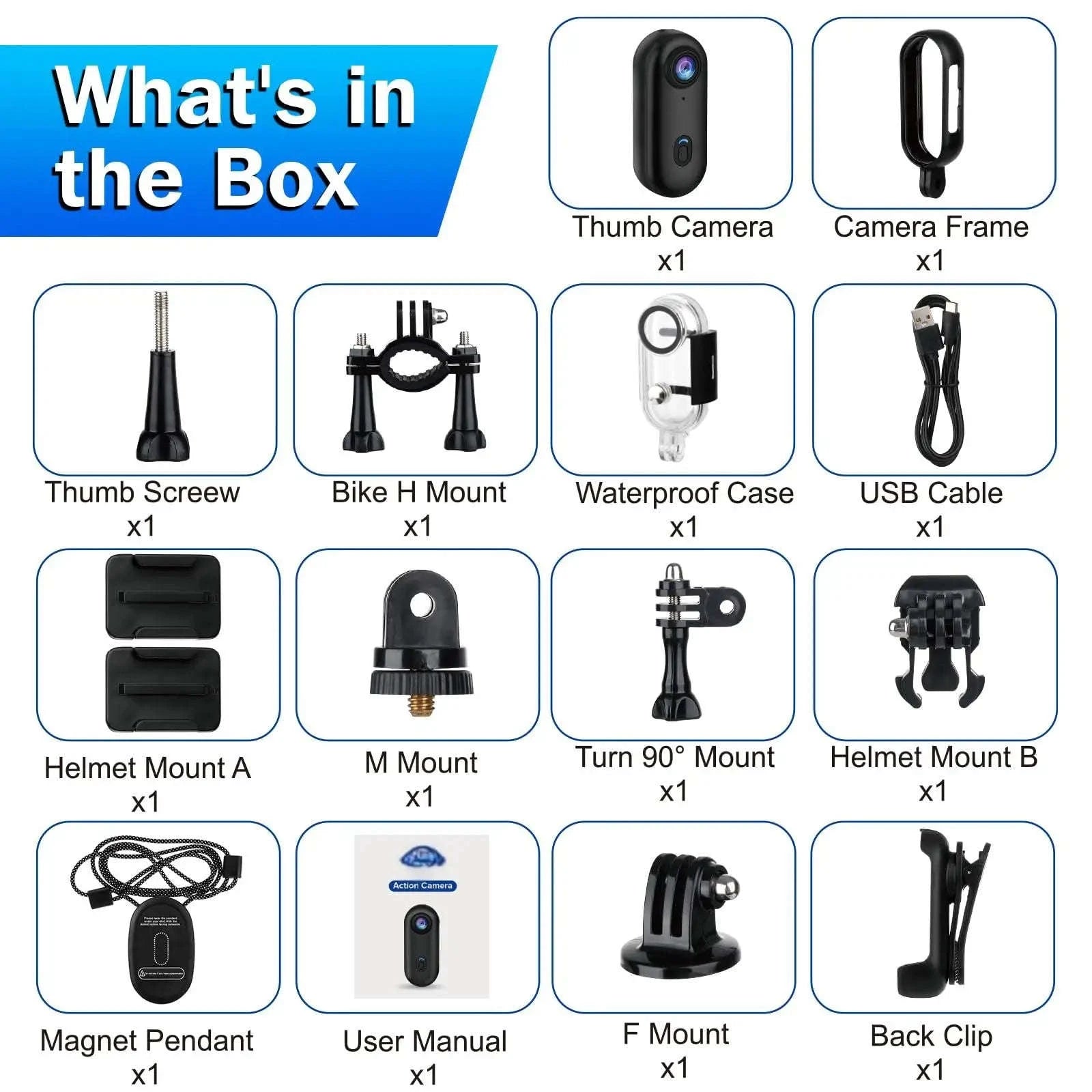 Magnetic 4K Mini Action Camera with WiFi and Waterproof Case-UHD Pro 4K (White) / NO TF Card / China Mainland