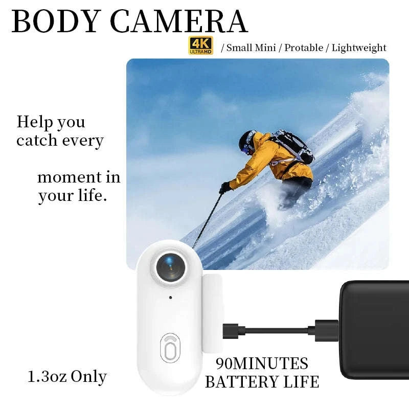 Magnetic 4K Mini Action Camera with WiFi and Waterproof Case-UHD Pro 4K (White) / NO TF Card / China Mainland