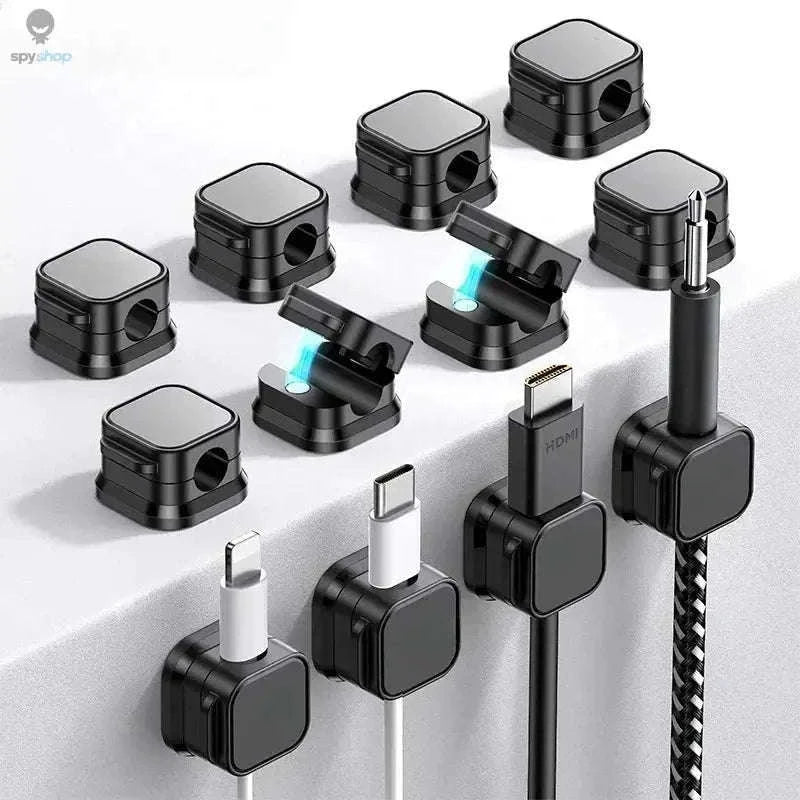 Magnetic Cable Organizer Clips 6-Pack for Neat Desk Management-6 Pcs Black