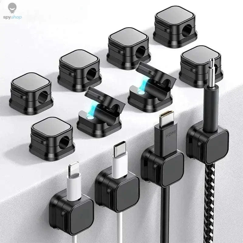 Magnetic Cable Organizer Clips – Easy Desk Management 6‑Pack-6 Pcs Black