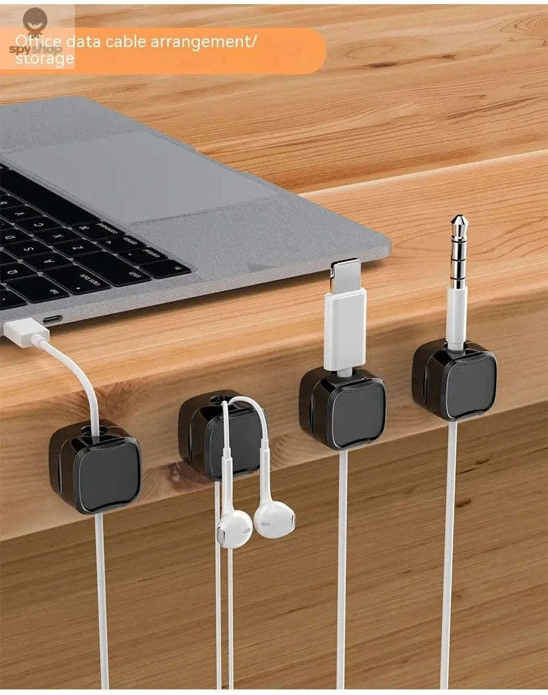 Magnetic Cable Organizer Clips – Easy Desk Management 6‑Pack-6 Pcs Black