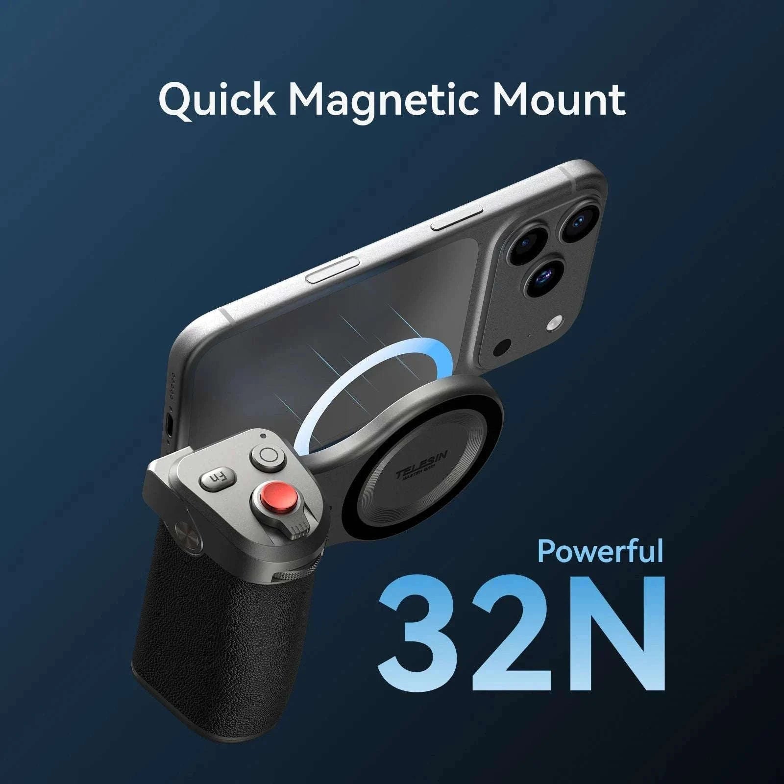 Magnetic Camera Grip with Bluetooth Shutter & Zoom Dial for iPhone-Black Imaging Grip