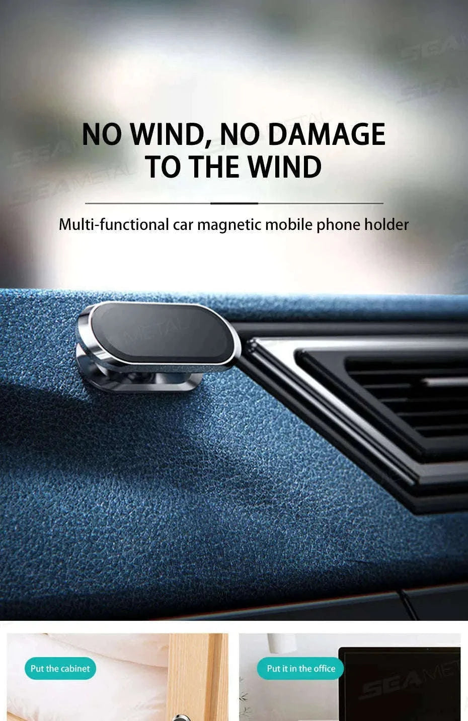 Magnetic Car Phone Holder 360-Degree Rotation-Black