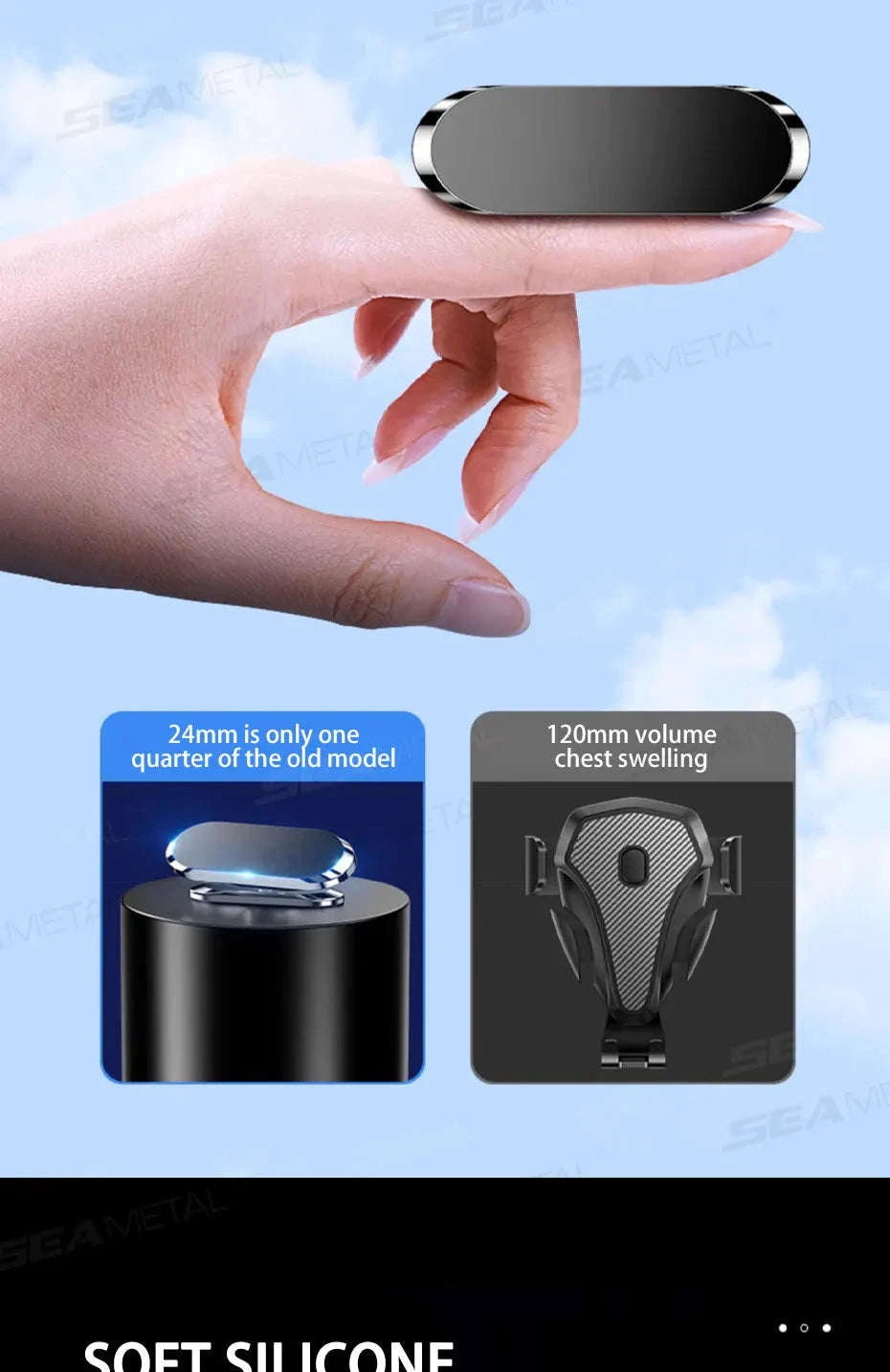 Magnetic Car Phone Holder 360-Degree Rotation-Black