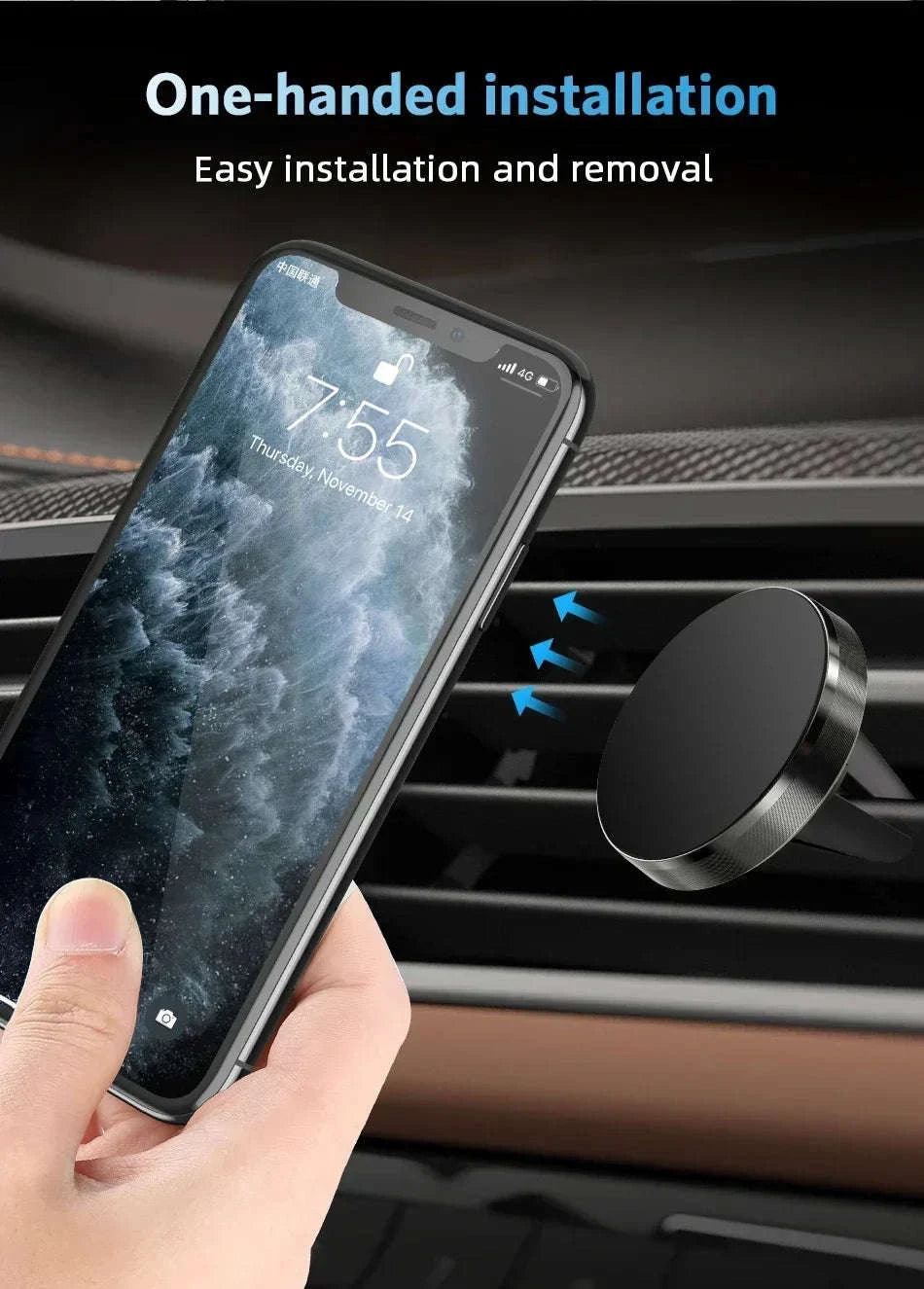 Magnetic Car Phone Holder Air Vent Mount – Universal Fit-silver / CHINA