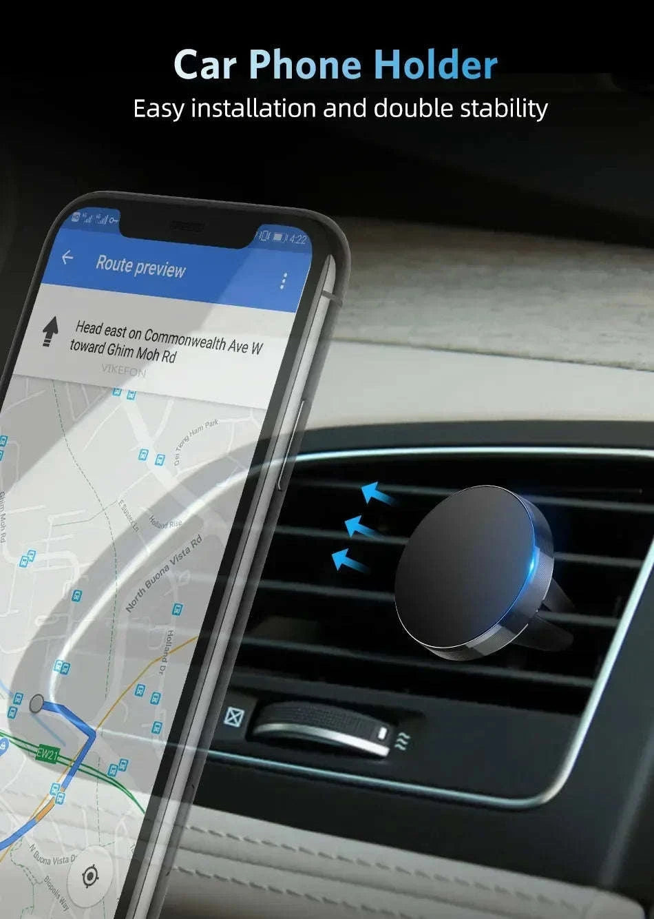 Magnetic Car Phone Holder Air Vent Mount – Universal Fit-silver / CHINA