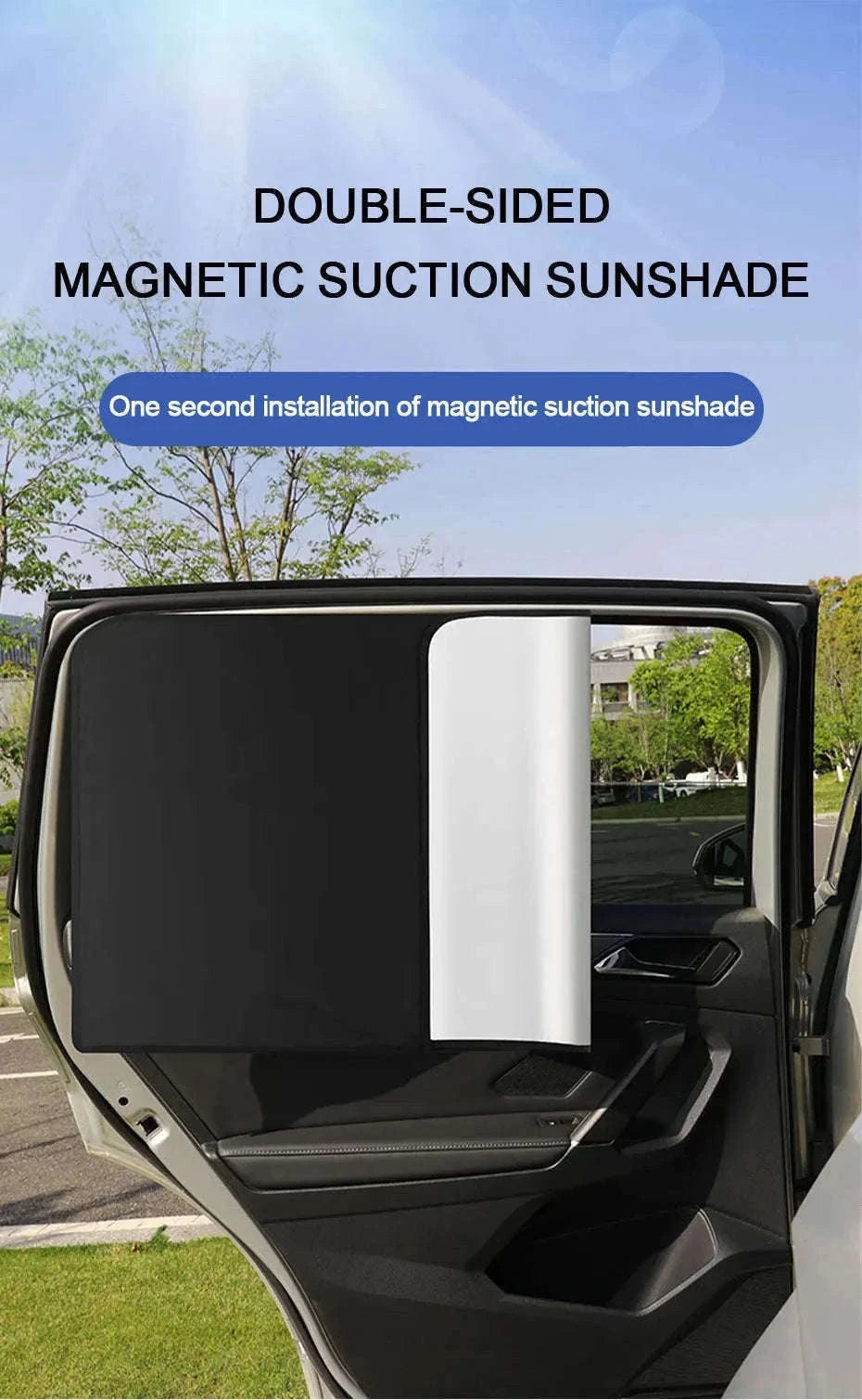 Magnetic Car Side Window Curtain 2Pcs Privacy Sun Shade-Front 2pcs