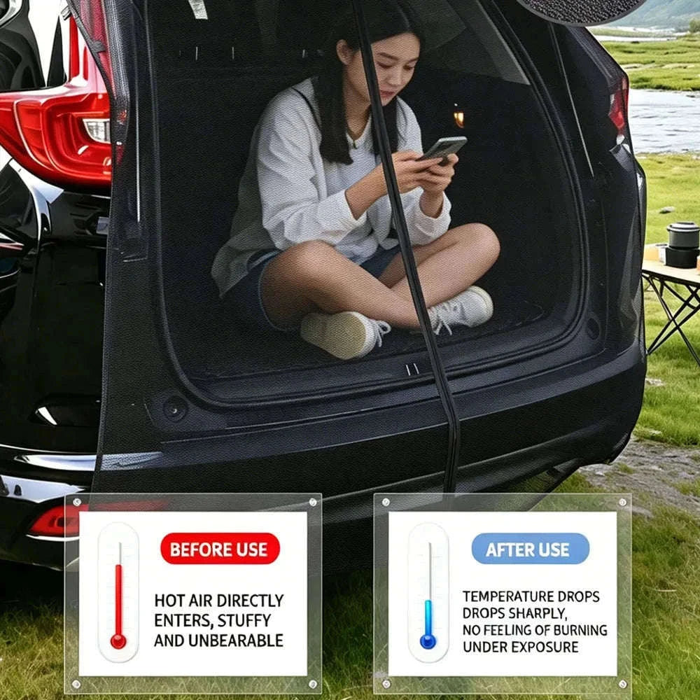 Magnetic Car Trunk Mosquito Screen for Small to Mid-Size SUVs-Black