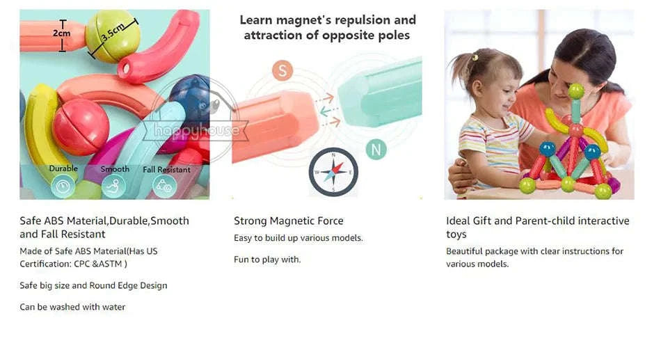 Magnetic Constructor Blocks Set for Kids-36pc without box