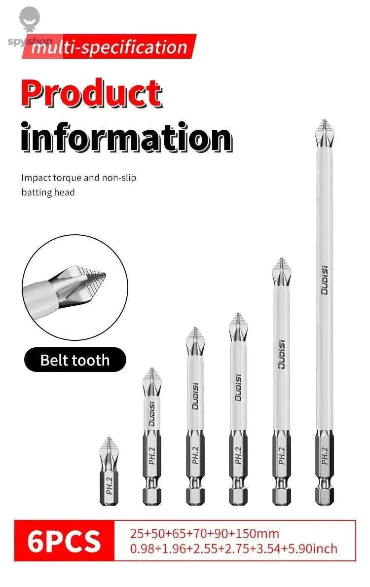 Magnetic Cross Screwdriver Bit Set with S2 Steel Precision-6Pcs