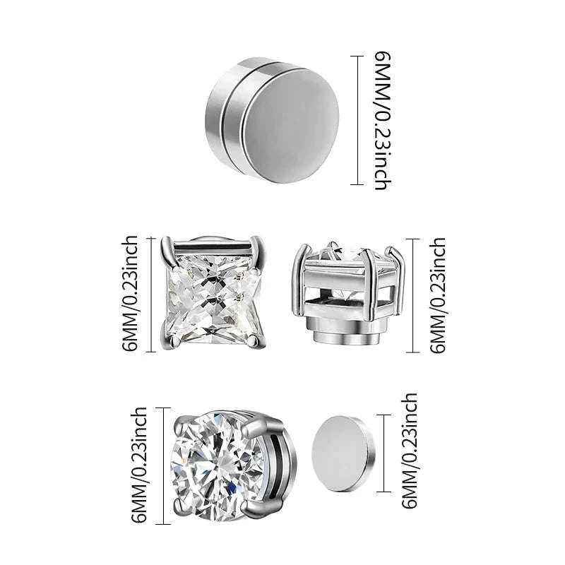 Magnetic Crystal Stud Earrings – Non‑Piercing Zircon Style-type1