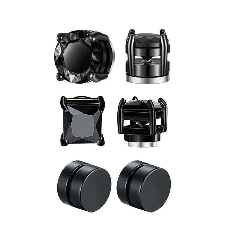 Magnetic Crystal Stud Earrings – Non‑Piercing Zircon Style-type1