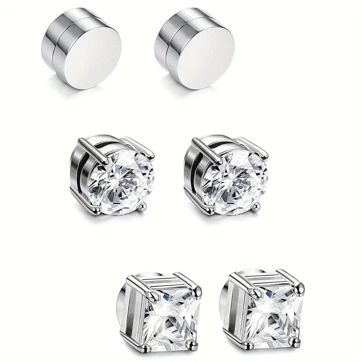 Magnetic Crystal Stud Earrings – Non‑Piercing Zircon Style-type1