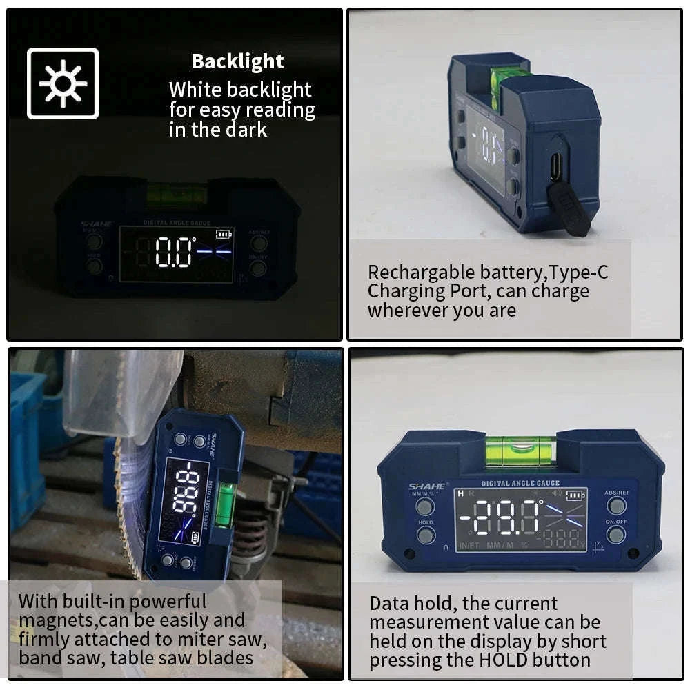 Magnetic Digital Angle Finder Inclinometer with Backlit Display-No Wireless