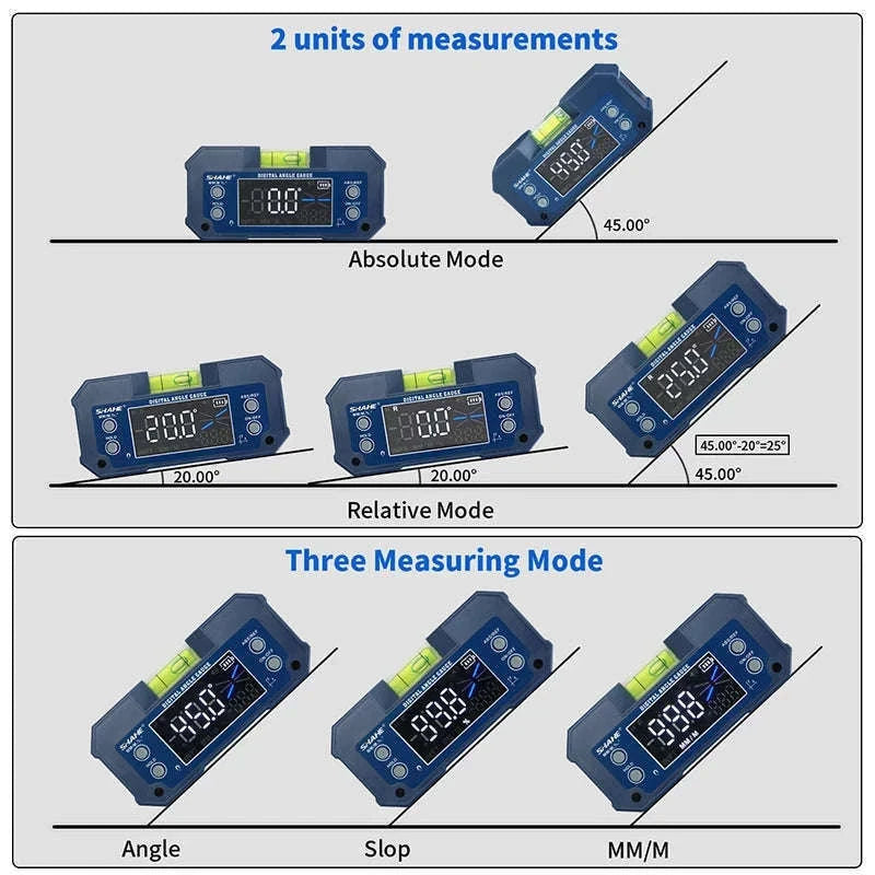 Magnetic Digital Angle Finder Inclinometer with Backlit Display-No Wireless