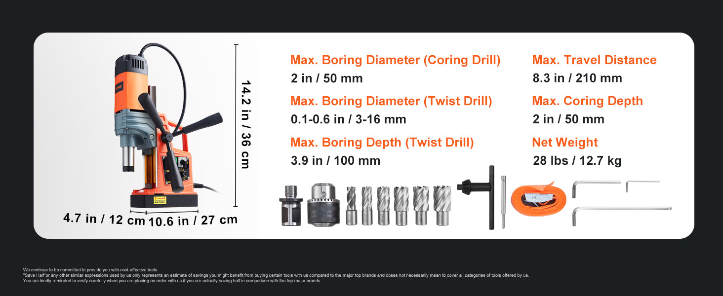 1300W–1550W Magnetic Drill Press with 40mm Boring Capacity