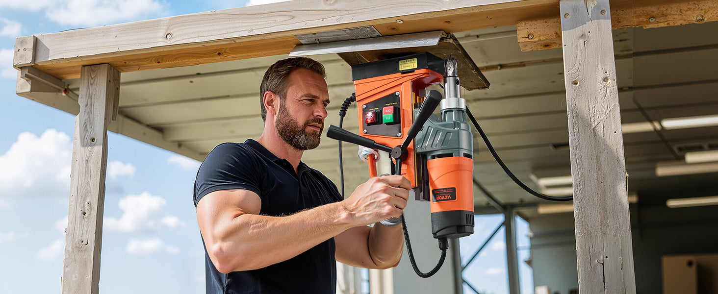 Perceuse magnétique 1450W 850RPM avec 11 forets, capacité 1,6"