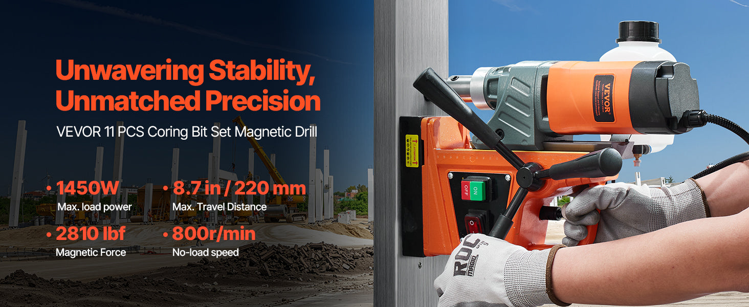 1450W magnetboremaskine med 11 dele bits, 1,6 tommer kapacitet