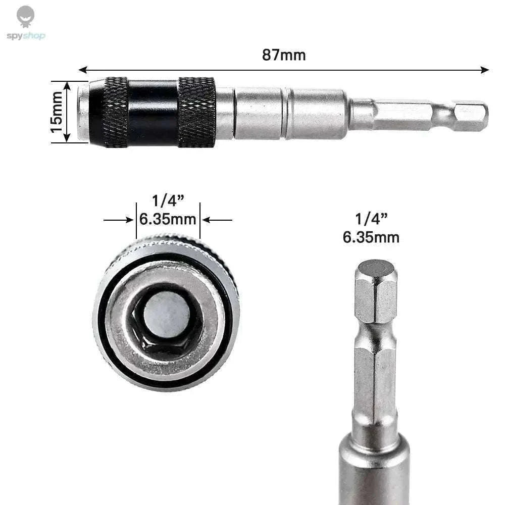 Magnetic Drill Bit Holder with 20° Pivot for Tight Spaces-Black