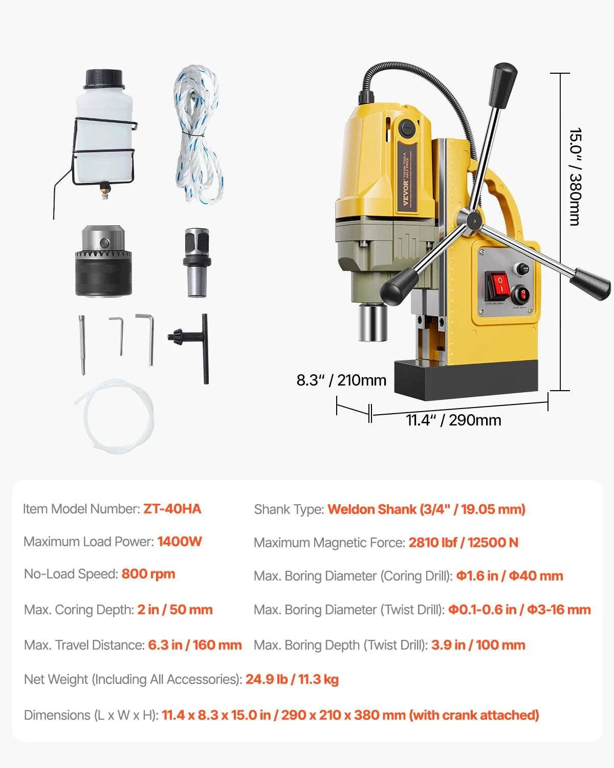 Magnetic Drill Press 1400W Core Drill 50mm Boring Capacity-1400W 40mm / Poland