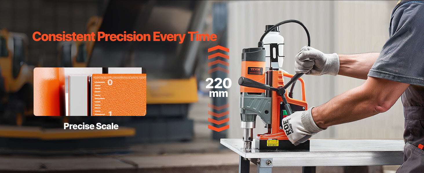 Magnetic Drill Press 1450W 850RPM with 11pc Bits, 1.6" Capacity-1450W 850RPM / france
