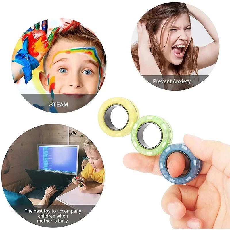 Magnetic Fidget Rings Set-black