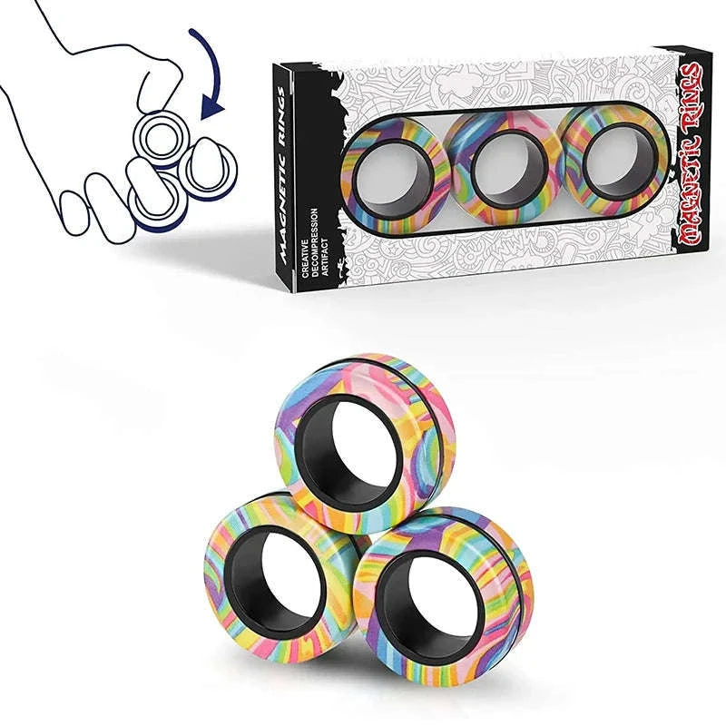 Magnetic Fidget Rings Set-black