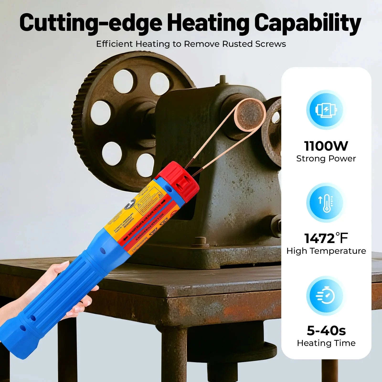 Magnetic Induction Heater Kit for Fast Bolt and Screw Removal-Blue / GERMANY