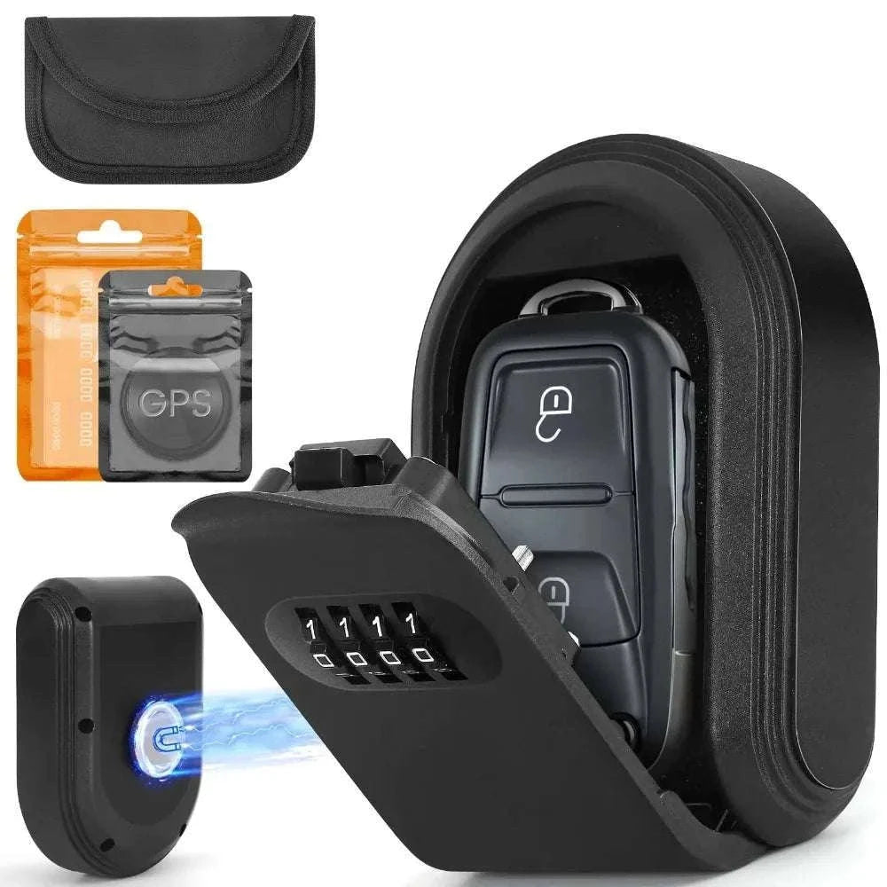 Magnetic Key Lock Box with 4-Digit Code for Car or Outdoor Use-1pc black