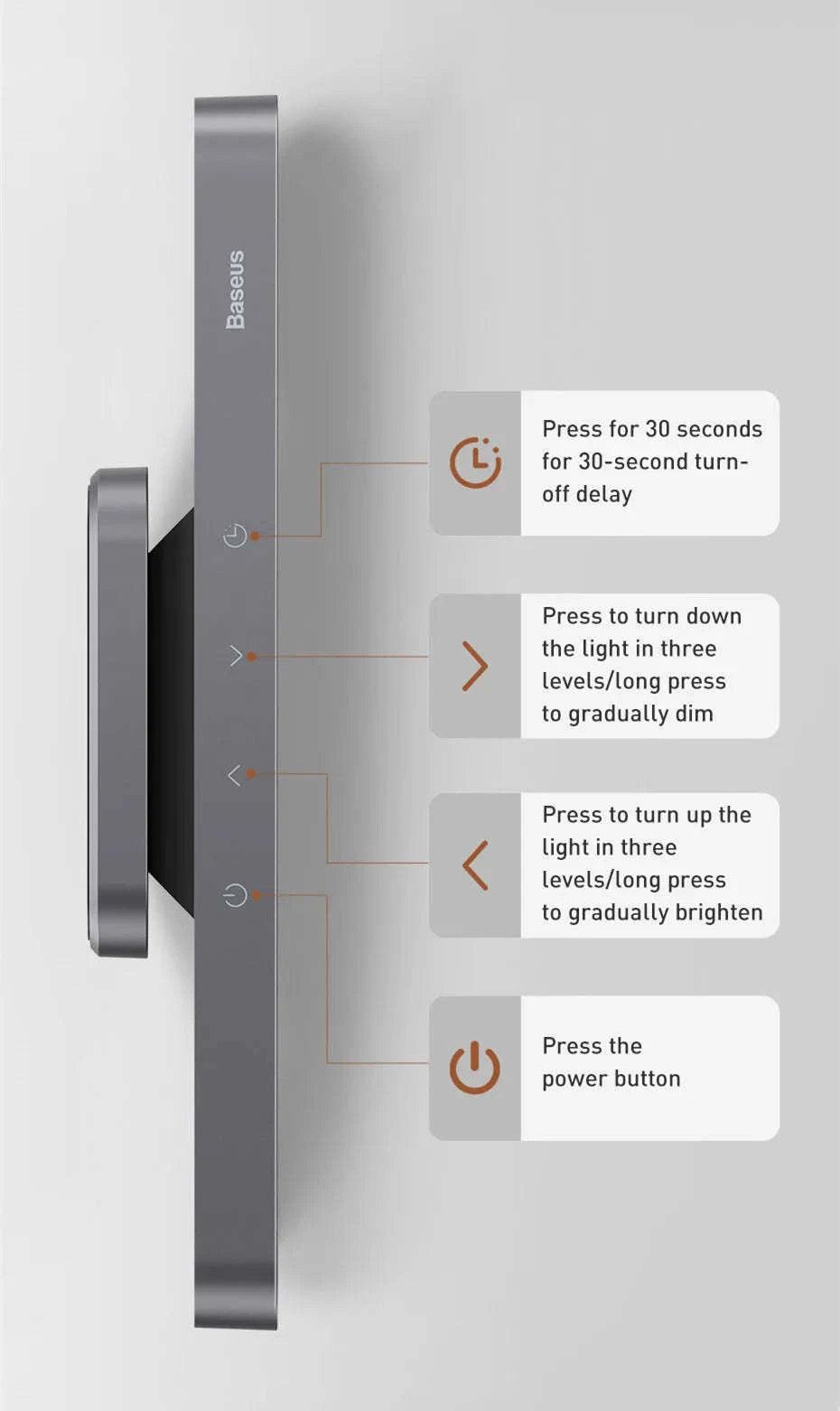 Magnetic LED Night Light with Stepless Dimming & 24H Battery-No adapter
