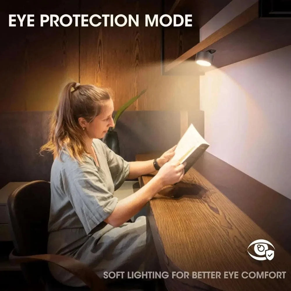 Magnetic LED Wall Light with 360° Rotation and Remote Control-White