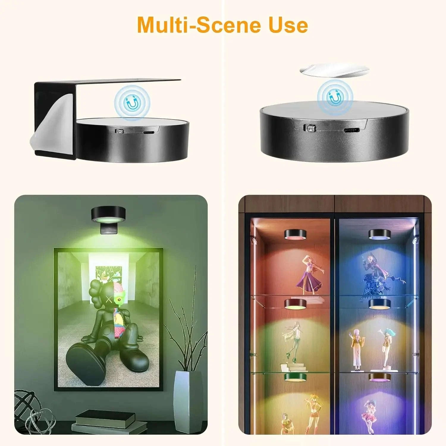 Magnetic LED Wall Light with 360° Rotation and Remote Control-White